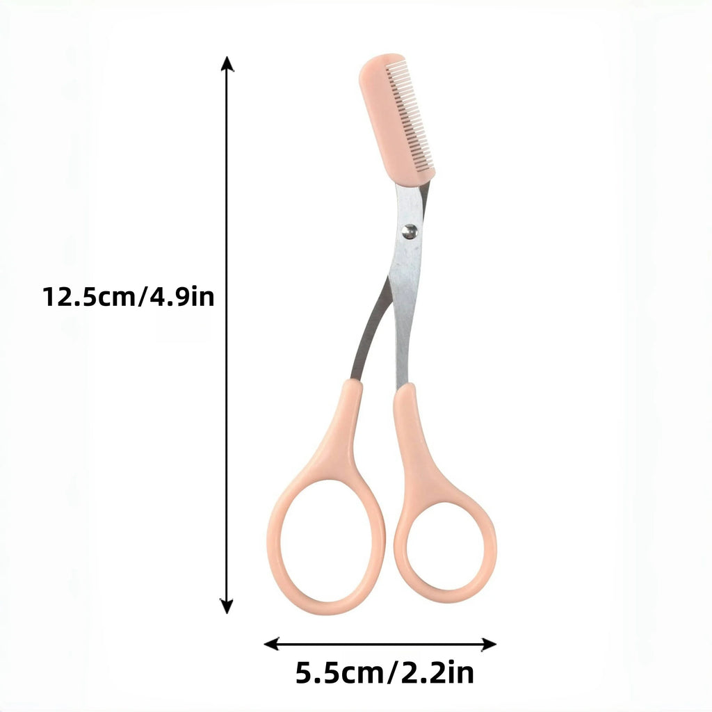 Eyebrow trimming scissors with built-in comb.