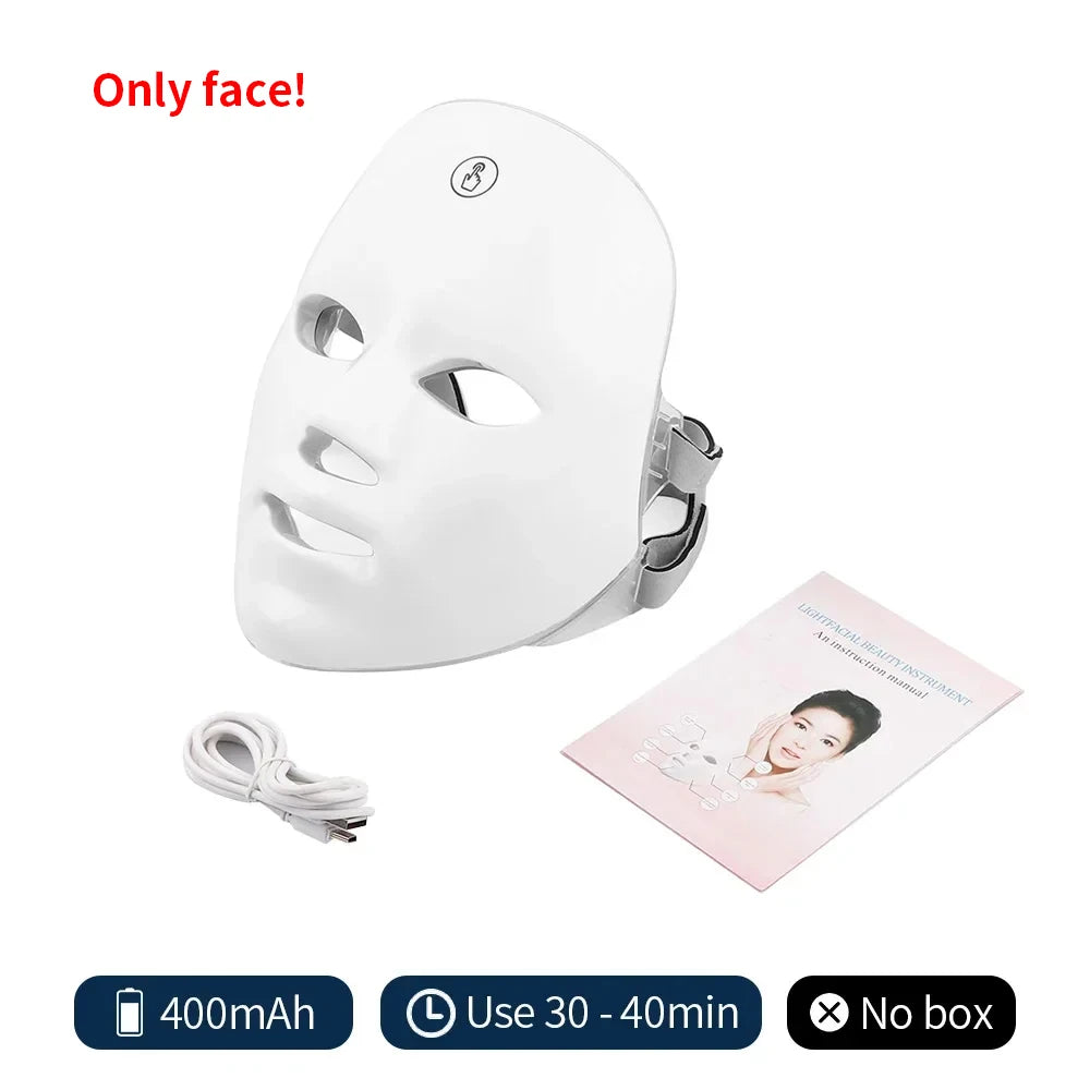 Facial LED Mask 7 Colors LED Face Mask LED Repair Skin Beauty Machine Wireless Use