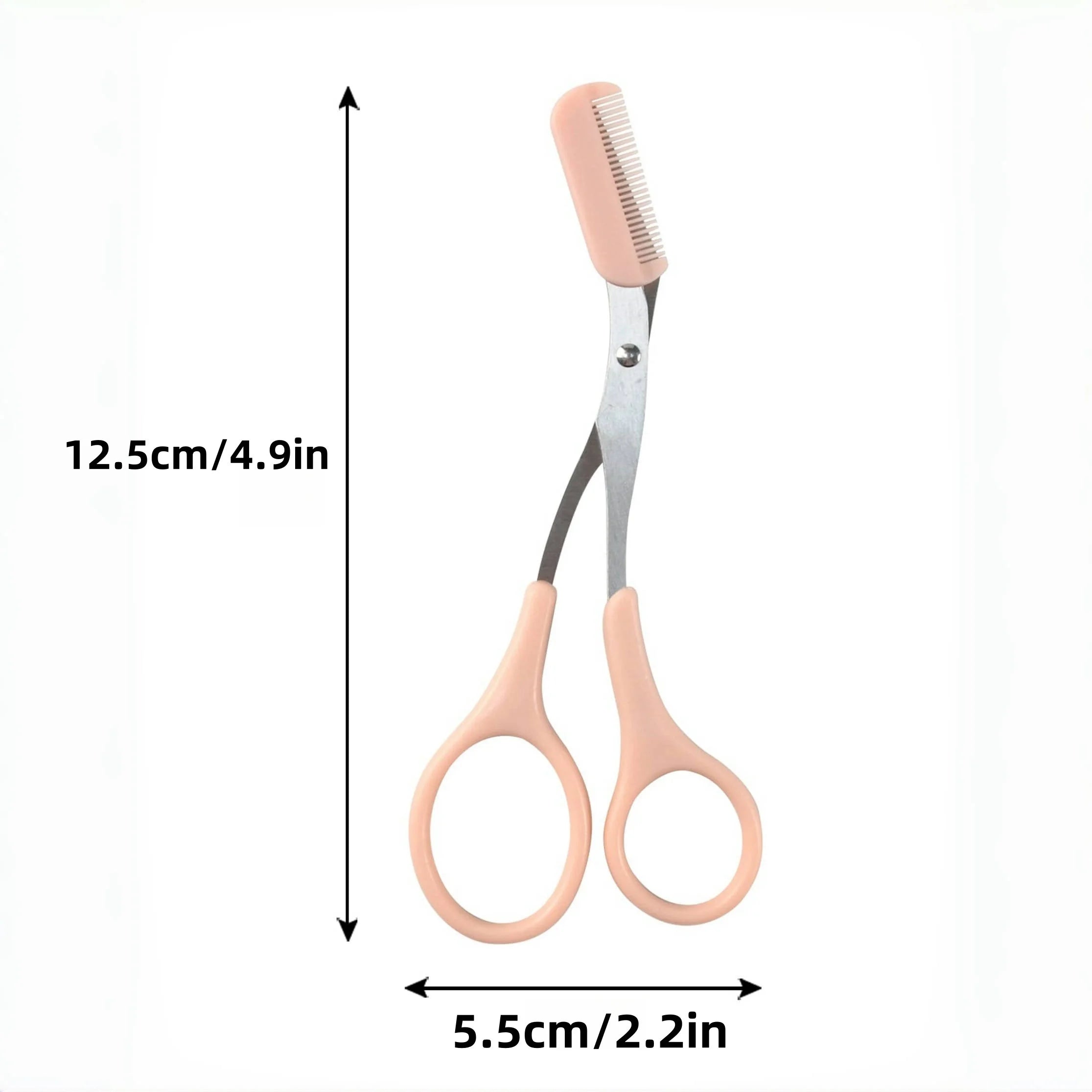 Eyebrow trimming scissors with built-in comb.